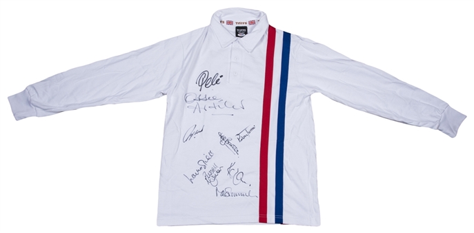 Pele Signed "Escape to Victory" Replica Jersey With 9 Total Signatures (PSA/DNA)
